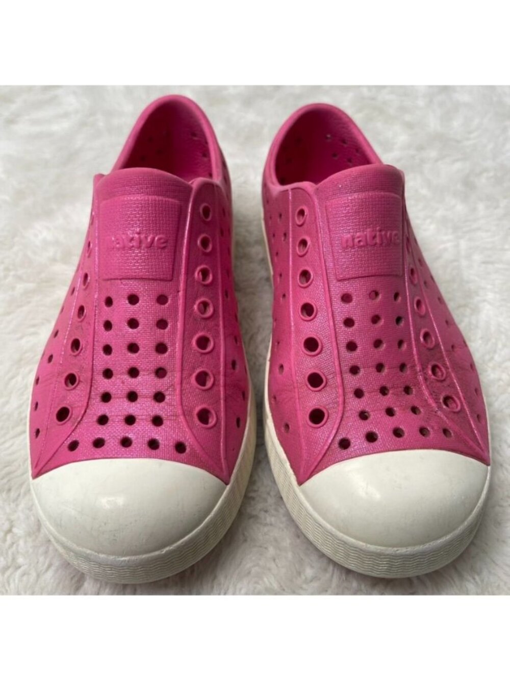 Native Jefferson Girls Size 12 Pink Slip On Washable Shoes Scuffs